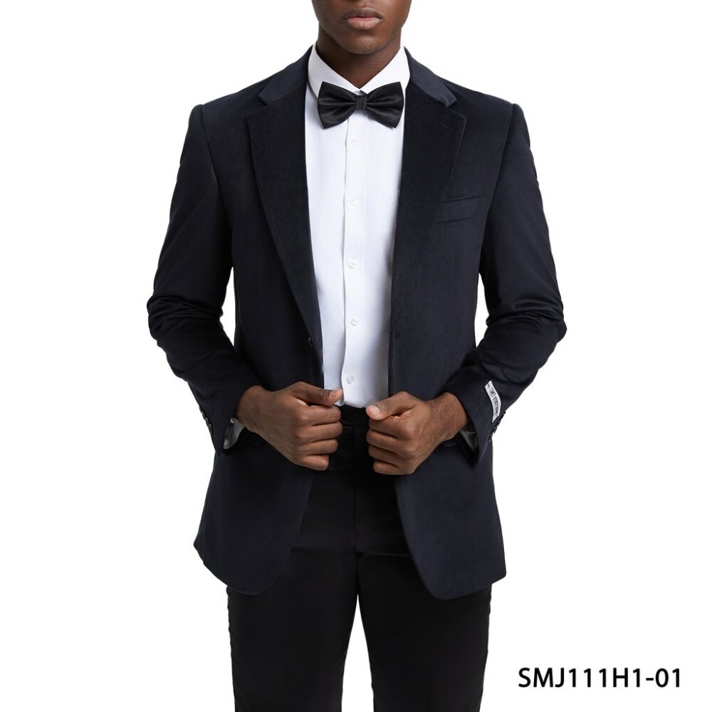 Black Velvet Notch Lapel Stacy Adams Men's Jacket